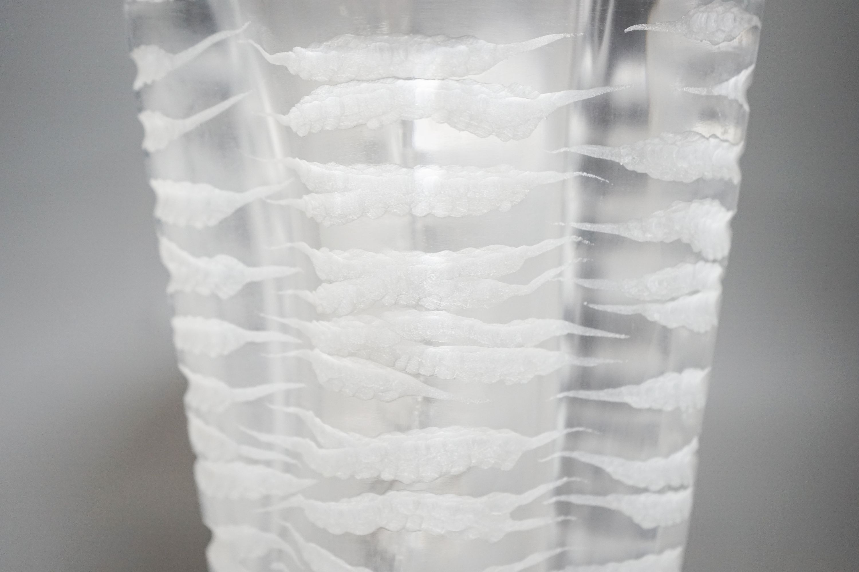 A large Lalique Senlis pattern frosted glass vase, 1950’s/60s, 30cm